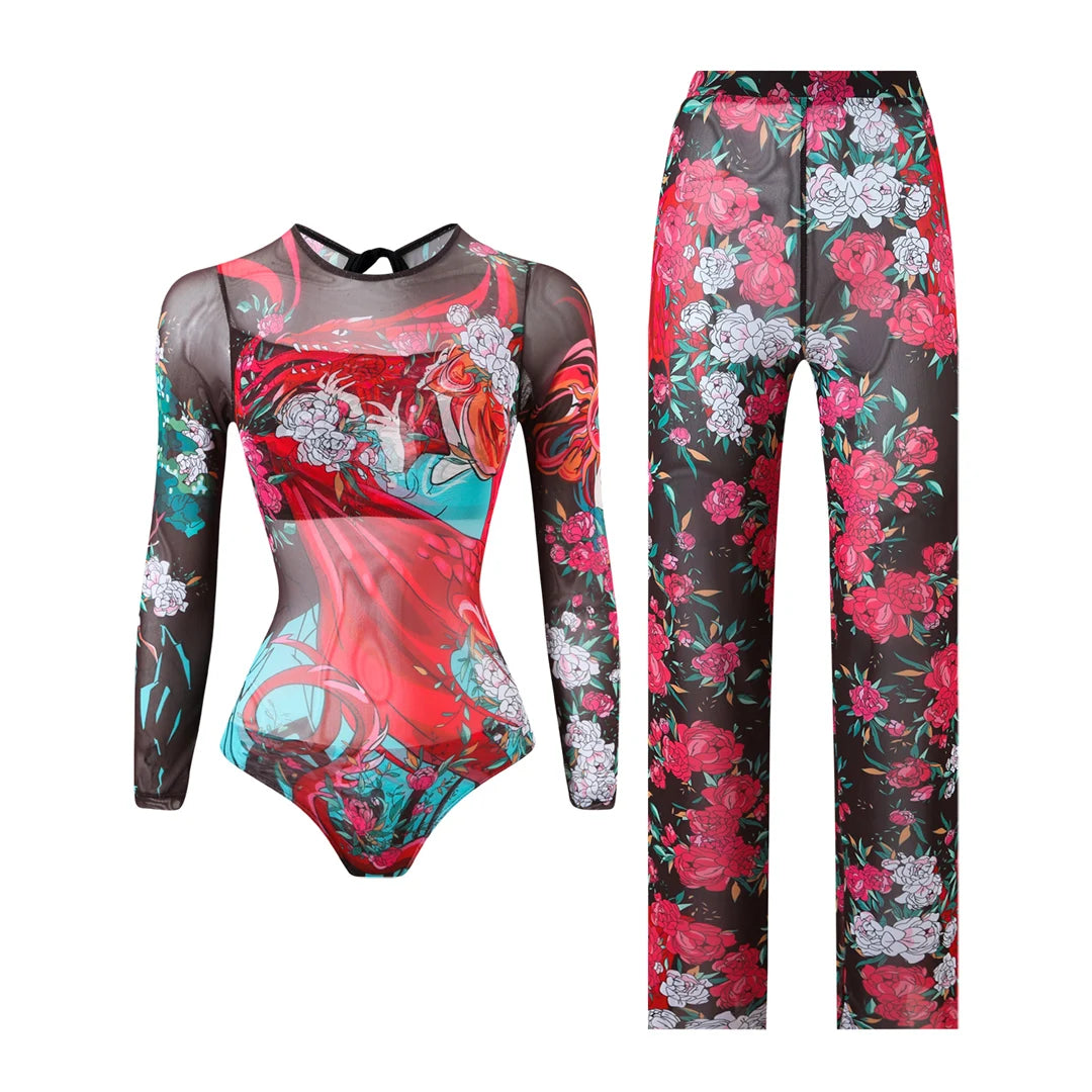 Damen-Hose mit Blumenmuster