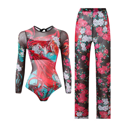 Damen-Hose mit Blumenmuster