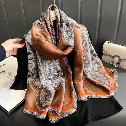 Damen Satin Seidenschal Hijab Sommer Sonnenschutz Strand Kopftuch Foulard