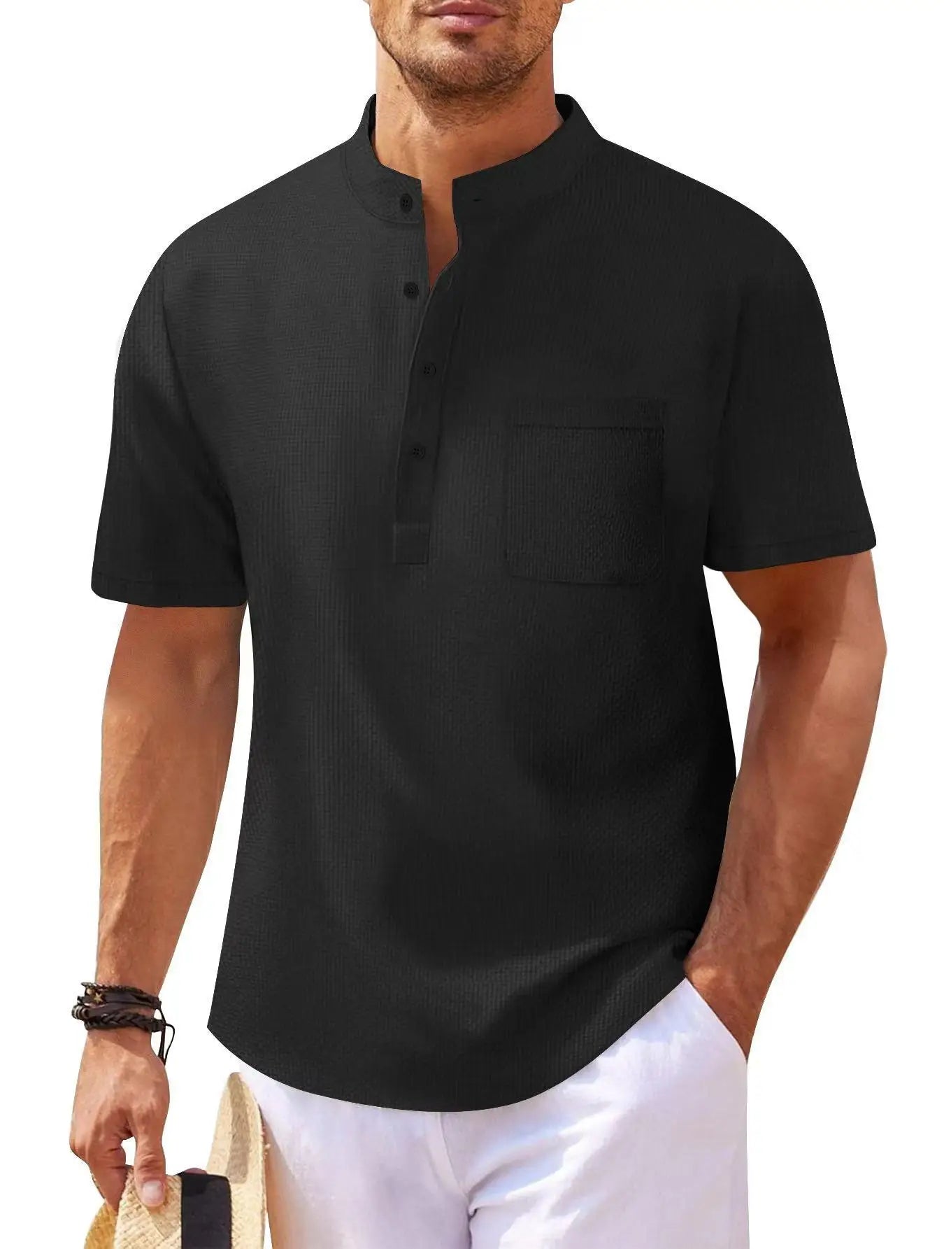 Langarm-Poloshirt für Herren mit Reverskragen – dünnes, vielseitiges Oberteil für Business und Freizeit in Uni-Farben, ideal für den Frühling und Herbst