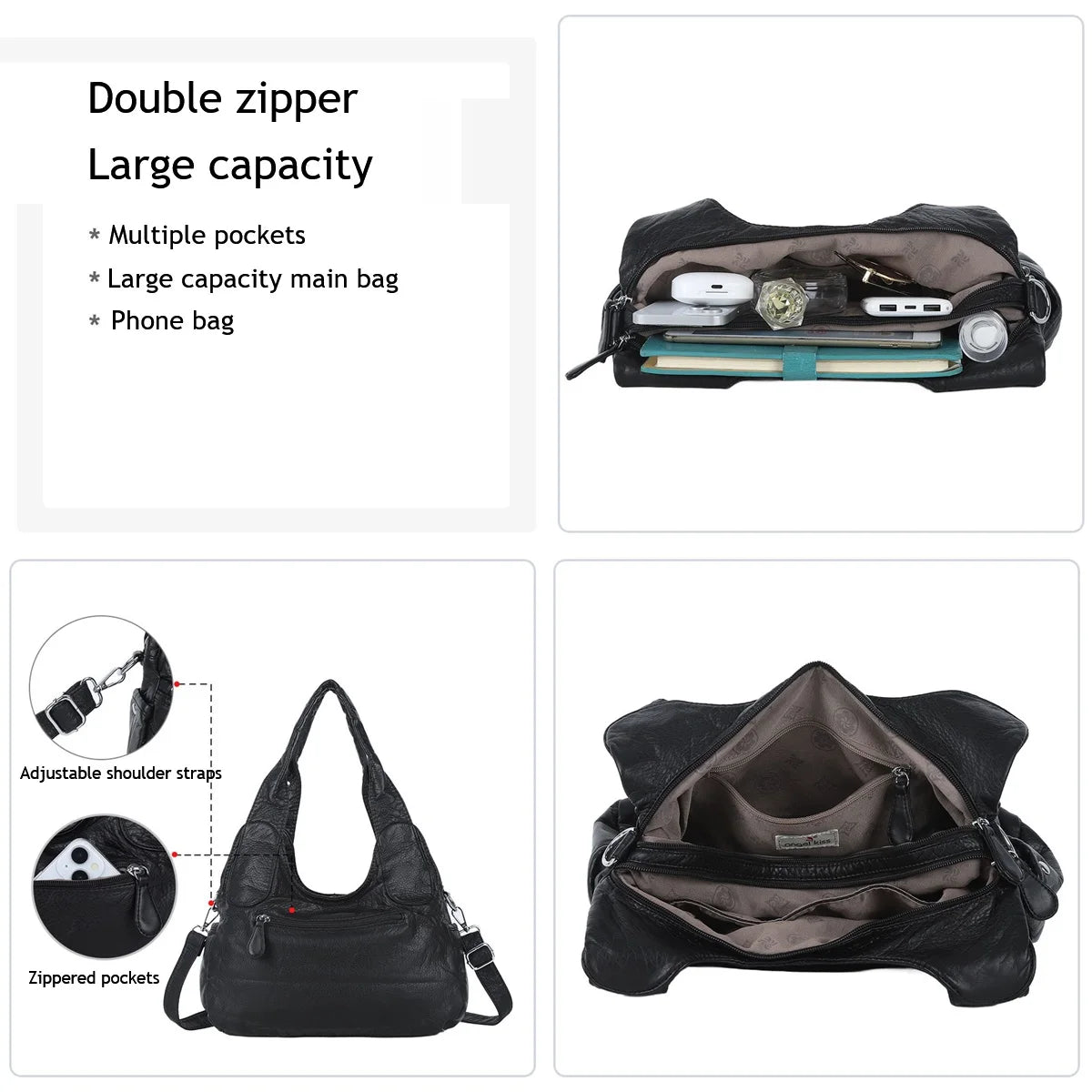 Damen-Schultertasche Mit Leopardenprint Und Top-Handle Stil Im Vintage Look Große Kapazität