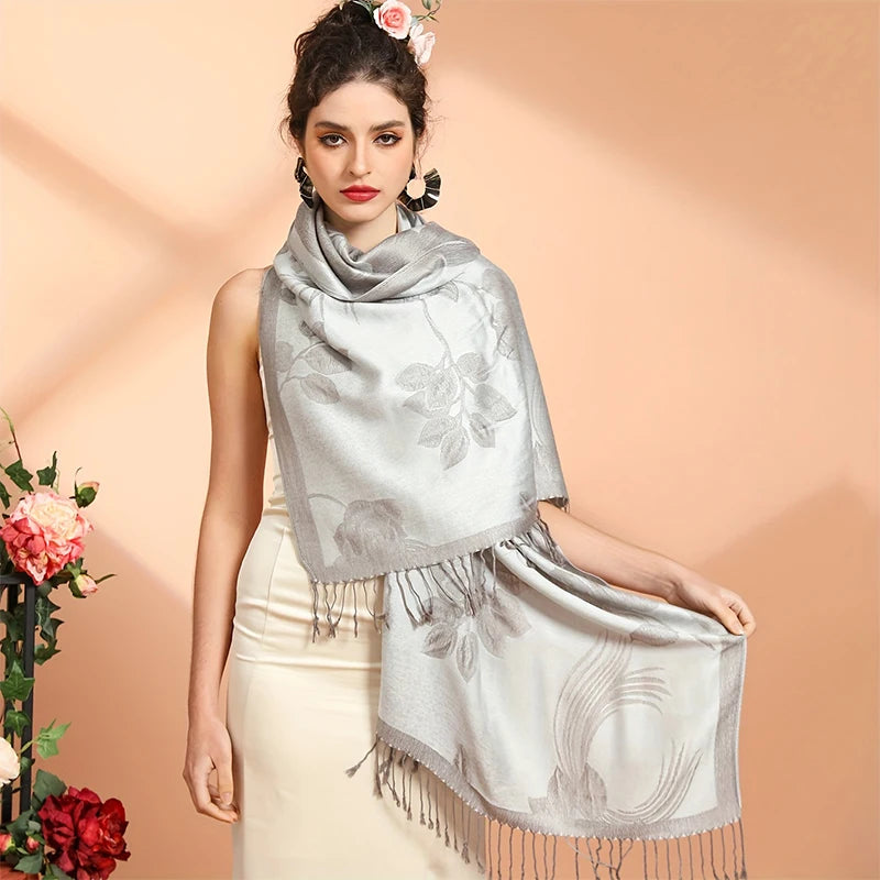 Damen Winterschal Kaschmir Plaid warm Pashmina Bandana Quaste B