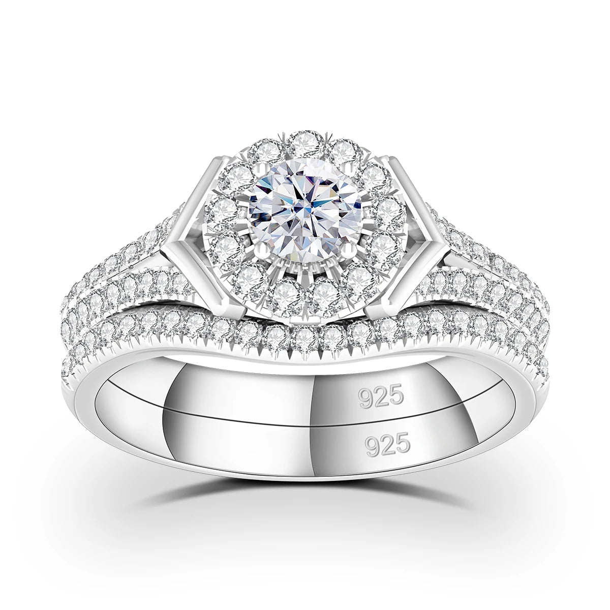 Verlobungsringe Paarset aus Moissanit und 925 Sterling Silber mit Zertifikat Premium Hochzeits Schmuck Geschenk
