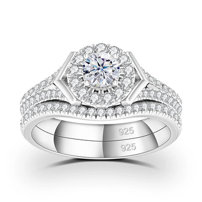 Verlobungsringe Paarset aus Moissanit und 925 Sterling Silber mit Zertifikat Premium Hochzeits Schmuck Geschenk