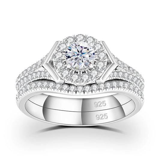 Verlobungsringe Paarset aus Moissanit und 925 Sterling Silber mit Zertifikat Premium Hochzeits Schmuck Geschenk