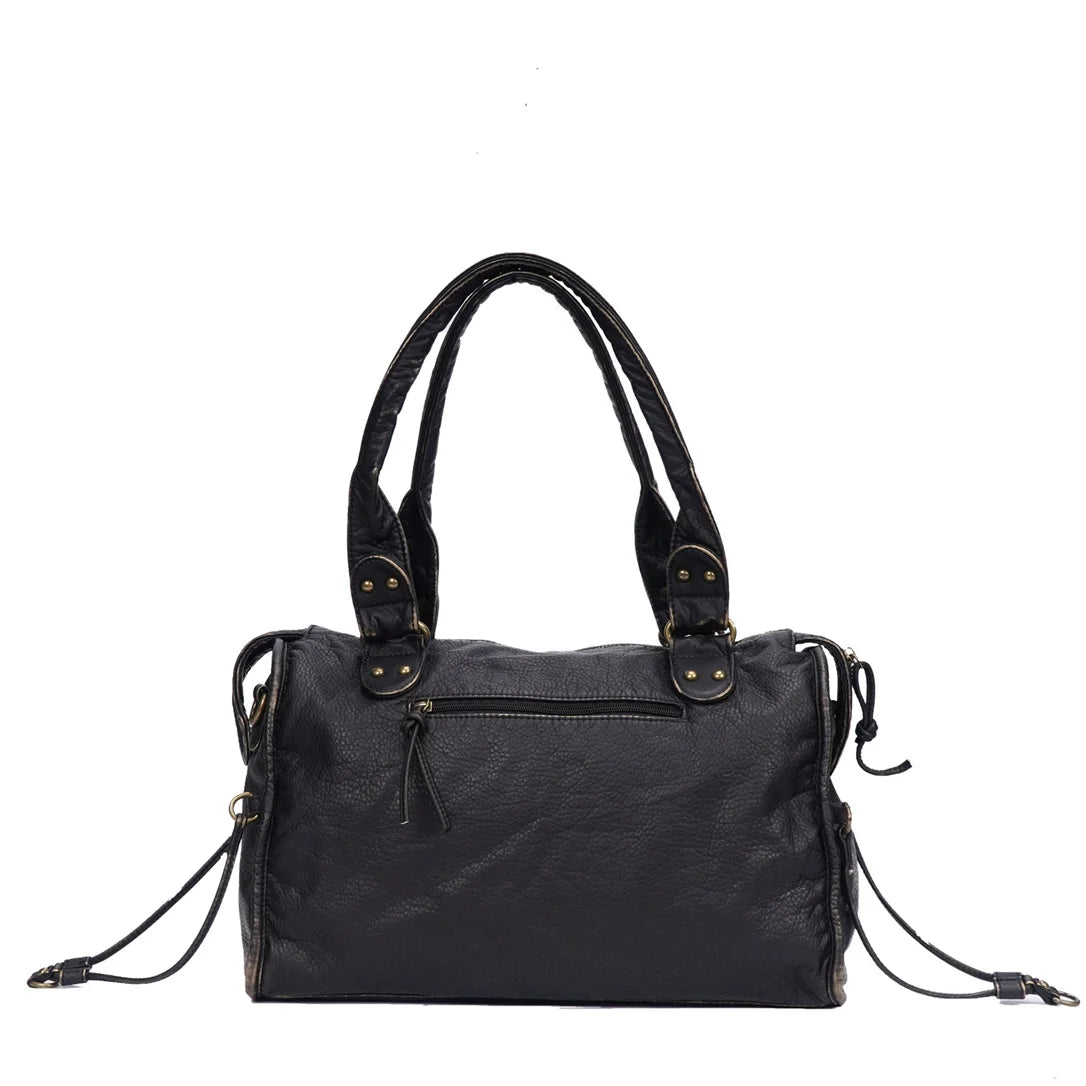 Damen-Handtasche aus PU-Leder Weinrot Großes Fassungsvermögen Schultertasche Boston-Stil