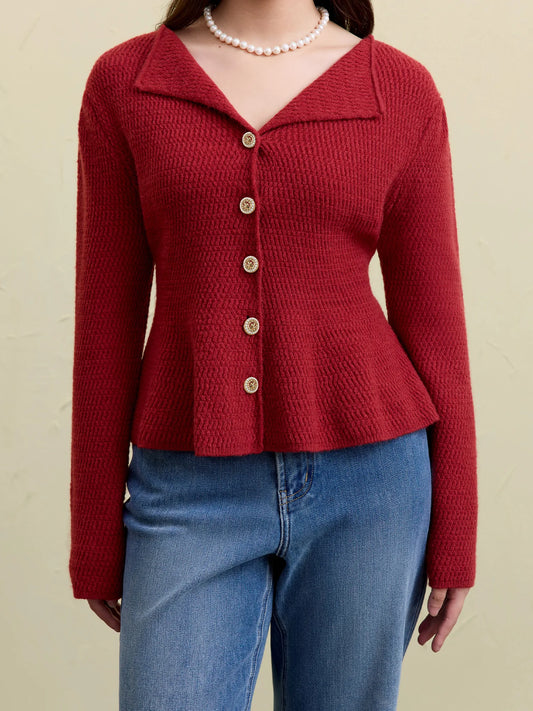 Damen-Sweatshirt mit Print, winterdick, navyblau, lockerer Pullover mit Rundhalsausschnitt und überschnittenen Ärmeln in Rot.