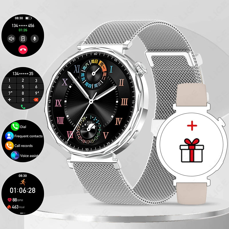LIGE 2025, ultradünne Damen-Smartwatch, 1,6 Zoll HD, zeigt immer die Zeit, BT-Anruf, Herzfrequenz, weibliche Menstruationsverfolgung, Smartwatch
