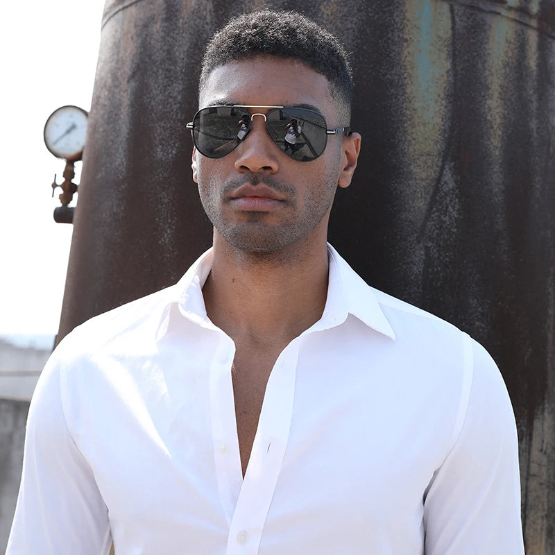 Sonnenbrille Pilot Edelstahl polarisiert Spiegel UV400 Fahren Herren