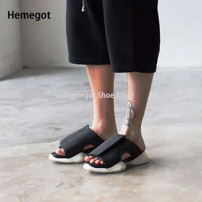 Thick-Soled Flip-Flop Sandals Women's Slippers Men's Non-Slip Beach Shoes Men's Casual Couple Shoes Black Unisex Shoes