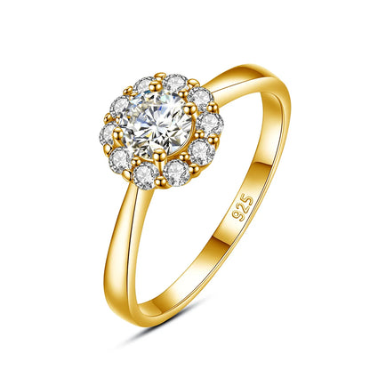 Damen-Ring Mit Moissanit 0,5 Karat Blüten-Design Aus Sterlingsilber 925 Schmuck Geschenk