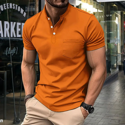 Herren-Polohemd mit doppeltem Stehkragen und kurzen Ärmeln – ideal für Sport im Herbst und Winter