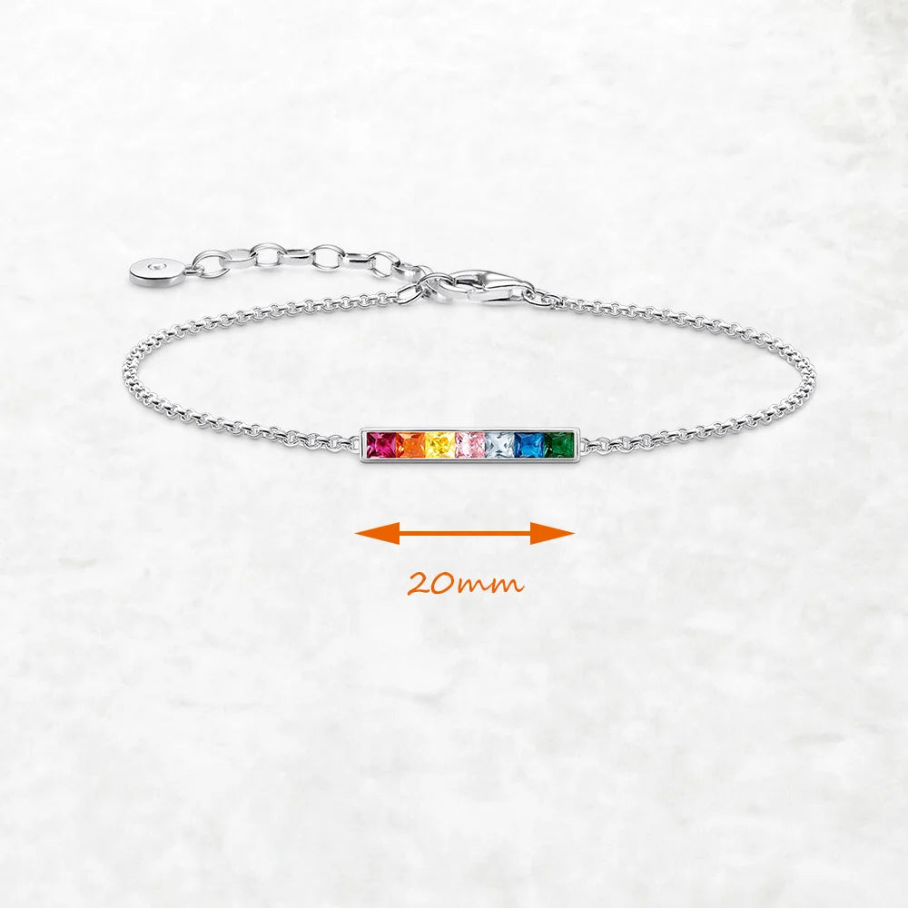 Damen-Armband bunte Steine Böhmen aus Sterlingsilber