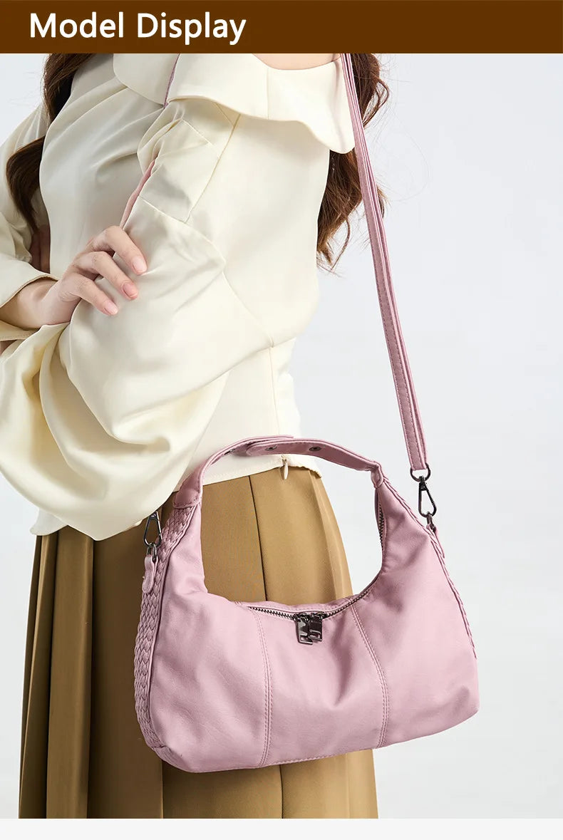 Damen-Hobo-Tasche Aus Weichem Kunstleder Mit Abnehmbarem Schulterriemen Schwarz Alltagstauglich
