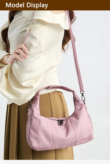 Damen-Hobo-Tasche Aus Weichem Kunstleder Mit Abnehmbarem Schulterriemen Schwarz Alltagstauglich