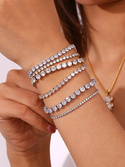 Damen-Tennisarmband mit Kristall-Strass aus Edelstahl