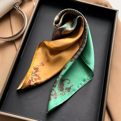 Damen Seidenschal quadratisch Blumen Bandana Haarband Halstuch weich
