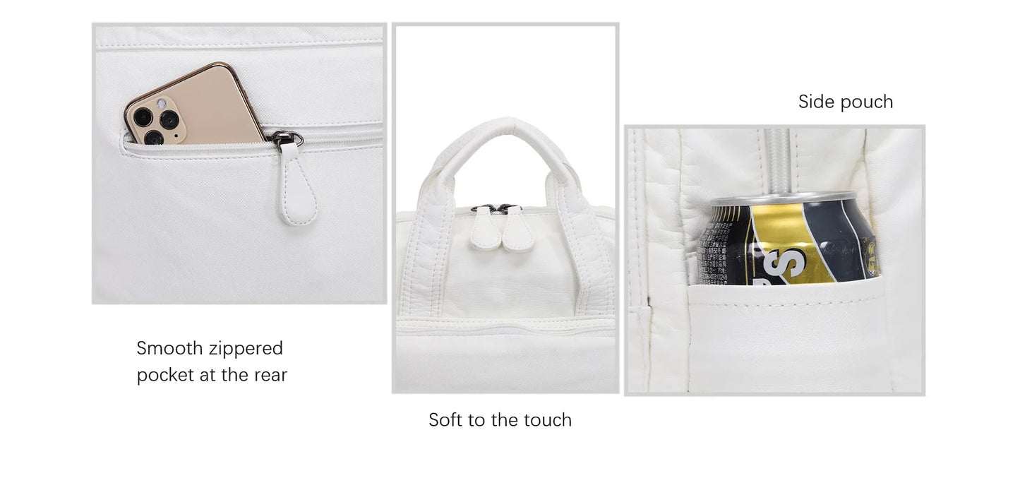Damen-Schulrucksack Mit Mehrfachfächern Und Einfarbigem Design Für Schule Und Freizeit