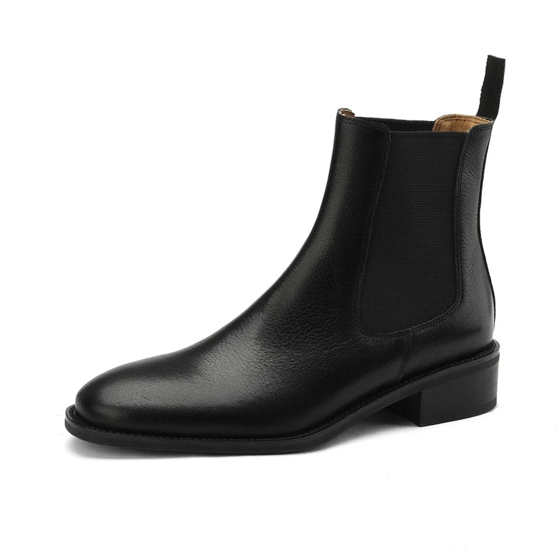 Schwarze Damen-Chelsea-Boots mit elastischem Einsatz und Fellbesatz am Schaft