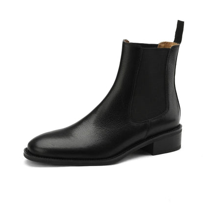 Schwarze Damen-Chelsea-Boots mit elastischem Einsatz und Fellbesatz am Schaft