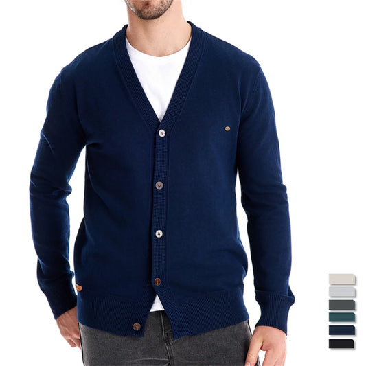 Herren Cardigan aus hochwertiger Baumwolle im lässigen einfarbigen Design