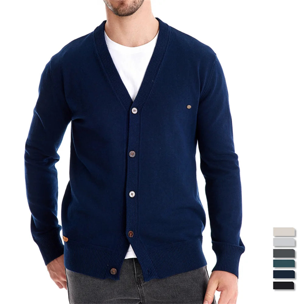 Herren Cardigan Sweater aus hochwertiger Baumwolle im lässigen einfarbigen Design