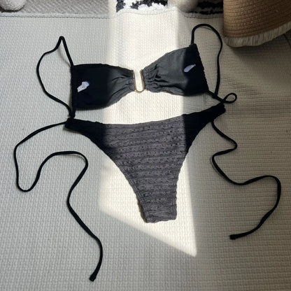 Gelbes Sexy-Bikini-Set mit Push-up für Damen – Brasilianischer Stil für Strand und Pool