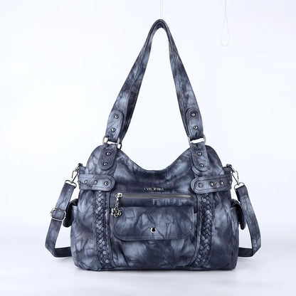 Damen-Handtasche aus PU mit Reißverschluss und Mehrfachfächern, ideal für Alltag und Freizeit, Innenfutter aus Polyester