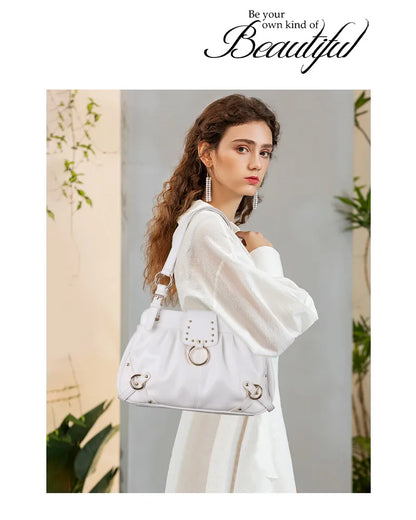 Damen-Schultertasche aus PU mit Reißverschluss Großes Fassungsvermögen und Innenfächern für Alltag