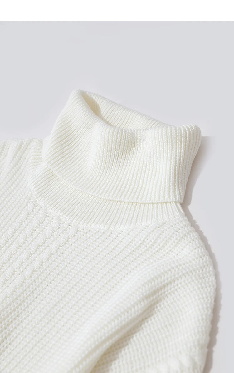Damen-Rollkragenpullover Wolle lang locker Retro Winter