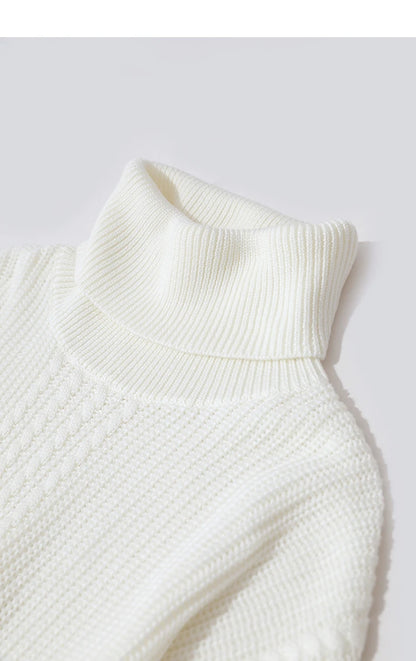 Damen-Rollkragenpullover Wolle lang locker Retro Winter