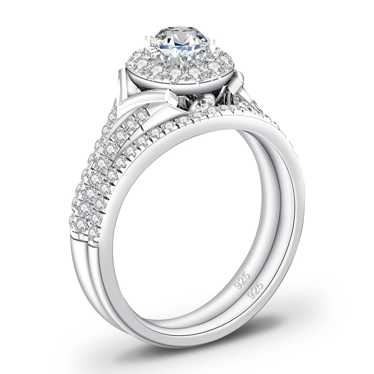 Verlobungsringe Paarset aus Moissanit und 925 Sterling Silber mit Zertifikat Premium Hochzeits Schmuck Geschenk