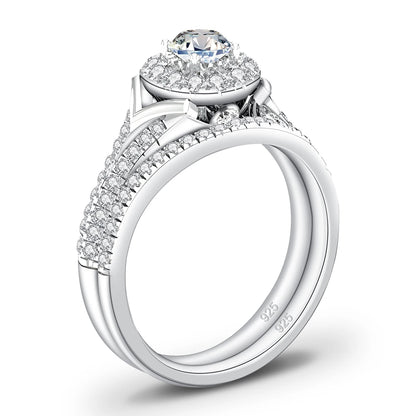 Verlobungsringe Paarset aus Moissanit und 925 Sterling Silber mit Zertifikat Premium Hochzeits Schmuck Geschenk