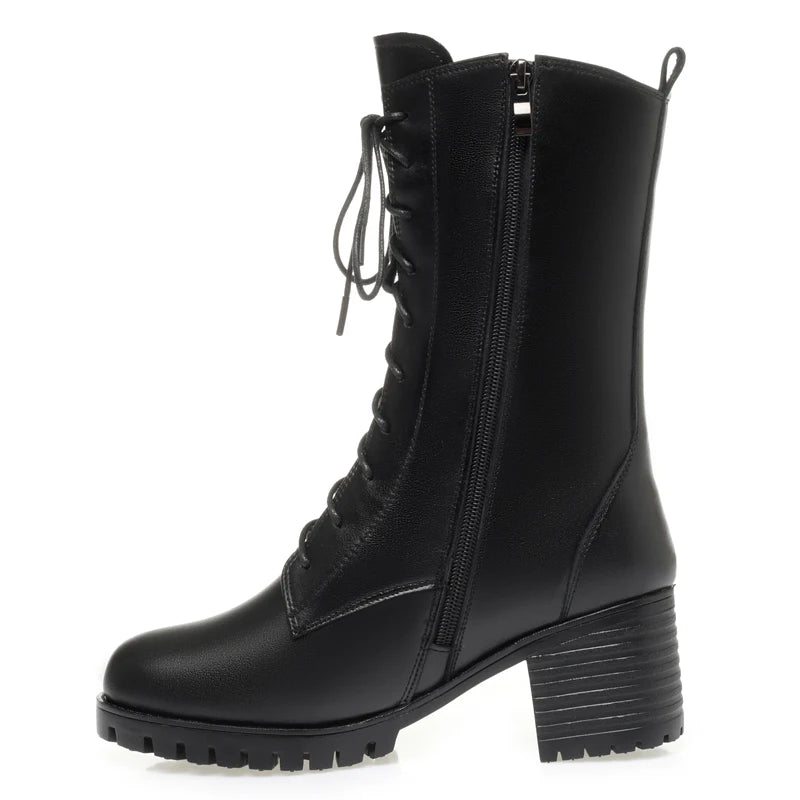 AIYUQI 2025 new women's snow boots non-slip work boots women large size winter warm motorcycle boots girls ankle boots