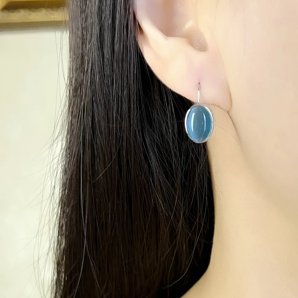 Damen-Ohrtropfen oval elegant aus Sterlingsilber
