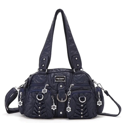 Damen-Satchel-Tasche aus PU mit Reißverschluss und viel Stauraum für Smartphone und Wertsachen