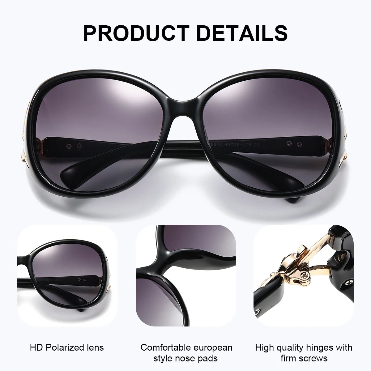 Damen-Sonnenbrille oval Fuchs-Stil polarisiert UV400 photochrom