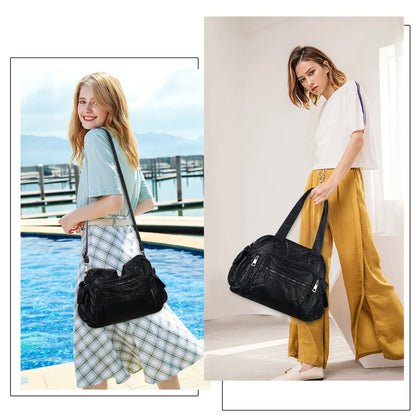 Damen-Satchel-Tasche Leopardenmuster, Top-Handle Innenfach mit Reißverschluss und viel Stauraum