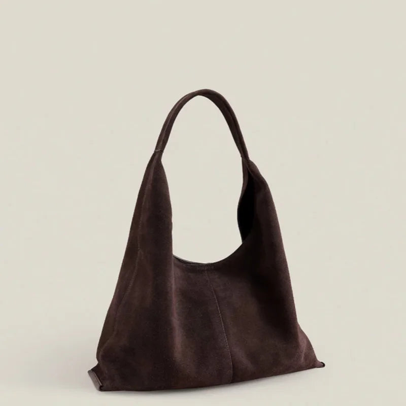 Wildleder Hobo Schultertasche Naturleder | Große Crescent