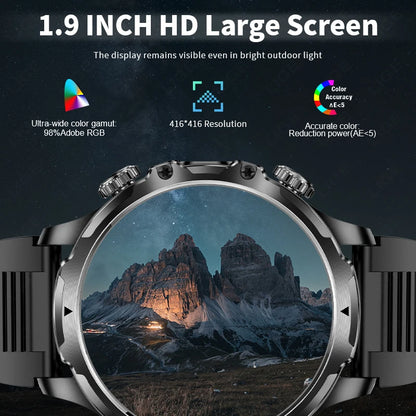 Herren Smartwatch für Outdoor-Sport mit wasserdichter Bluetooth-Funktion und LED-Taschenlampe