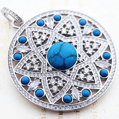 Damen-Charm-Anhänger blaues Ornament Glamour Seele aus Sterlingsilber