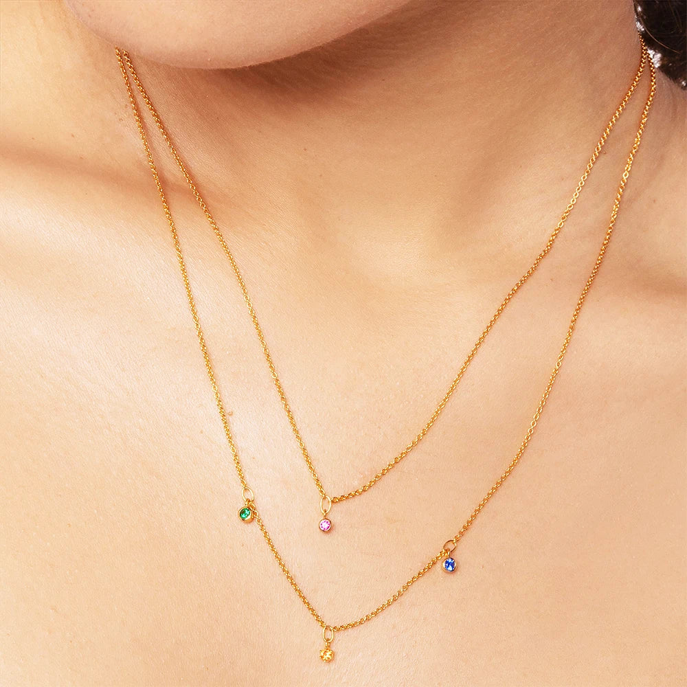 Damen-Halskette Doppelkette minimalistisch Böhmen aus Sterlingsilber