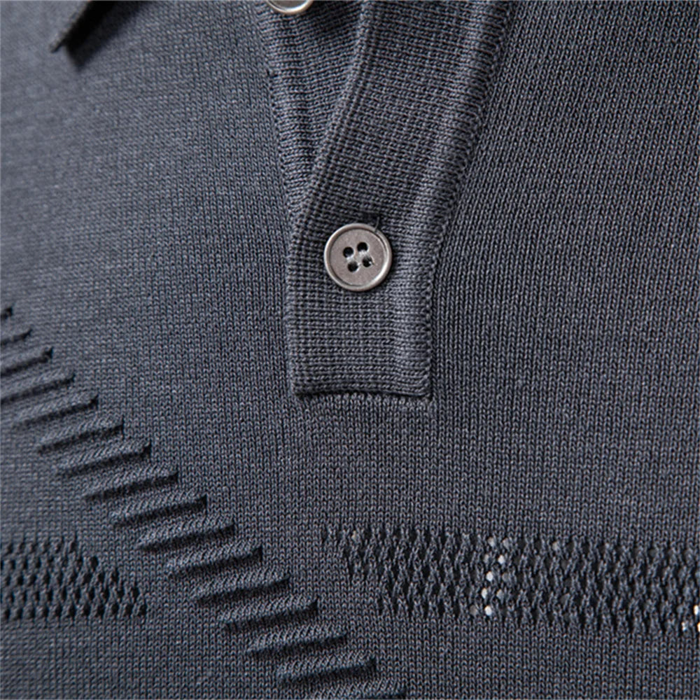Premium Herren Winterpoloshirt Thermo Warm Elastisch Elegant Casual Top