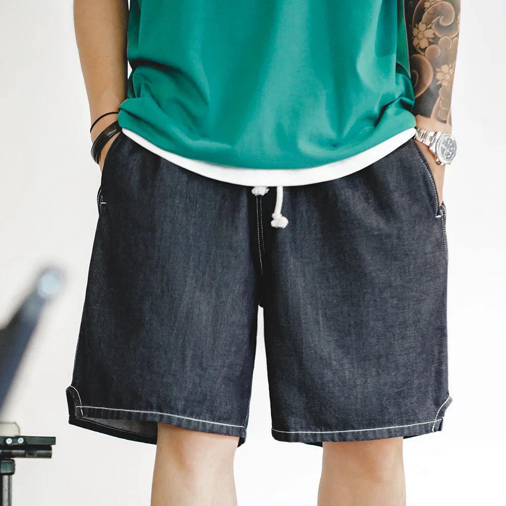 Herren Denim-Shorts im Vintage-Stil mit elastischer Taille für den Sommer