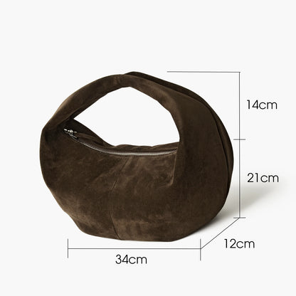 Große Damen-Hobo-Tasche Aus Wildleder | Dumpling-Form, Luxus Stil