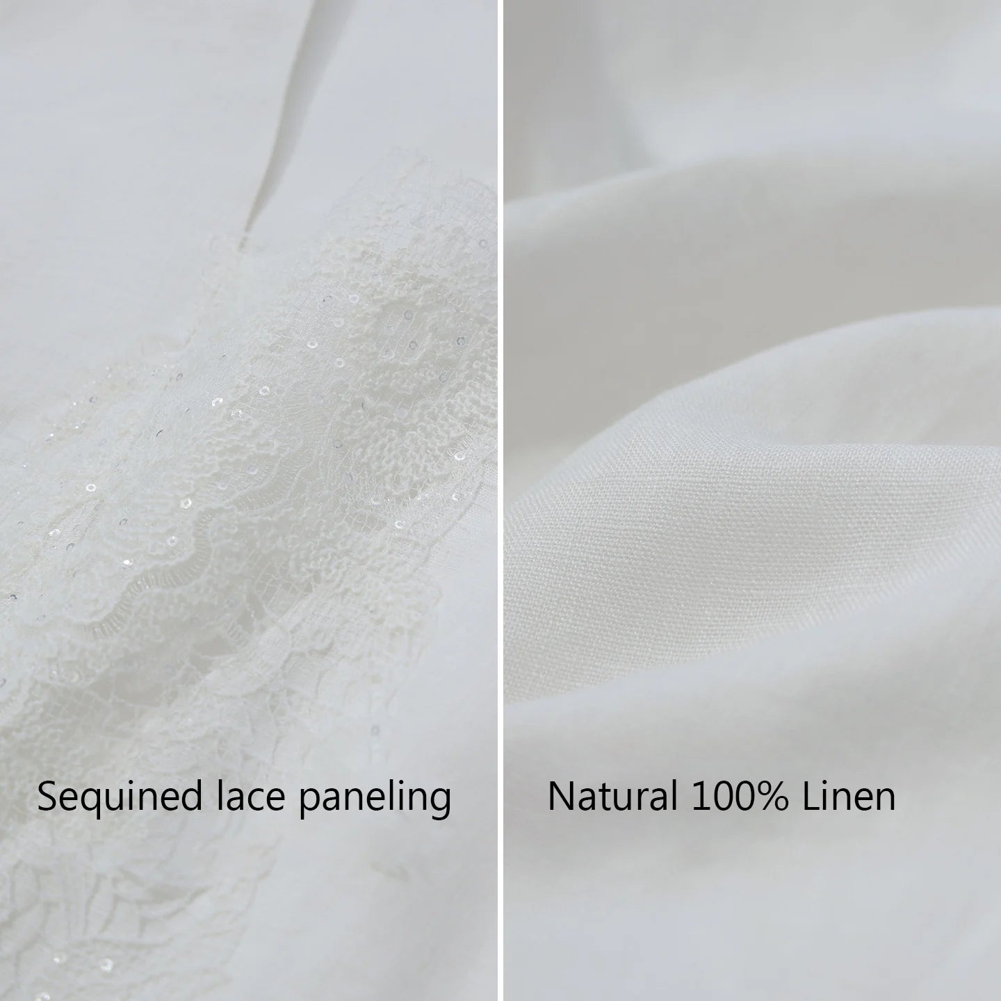 Elegantes Leinen Damenkleid Mit V-Ausschnitt Und Spitze
