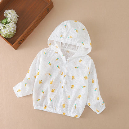 Baby Mädchen Sommer Kapuzen jacke neue hochwertige leichte Kinder Cartoon gedruckt süße Kleidung für 2-6 Jahre