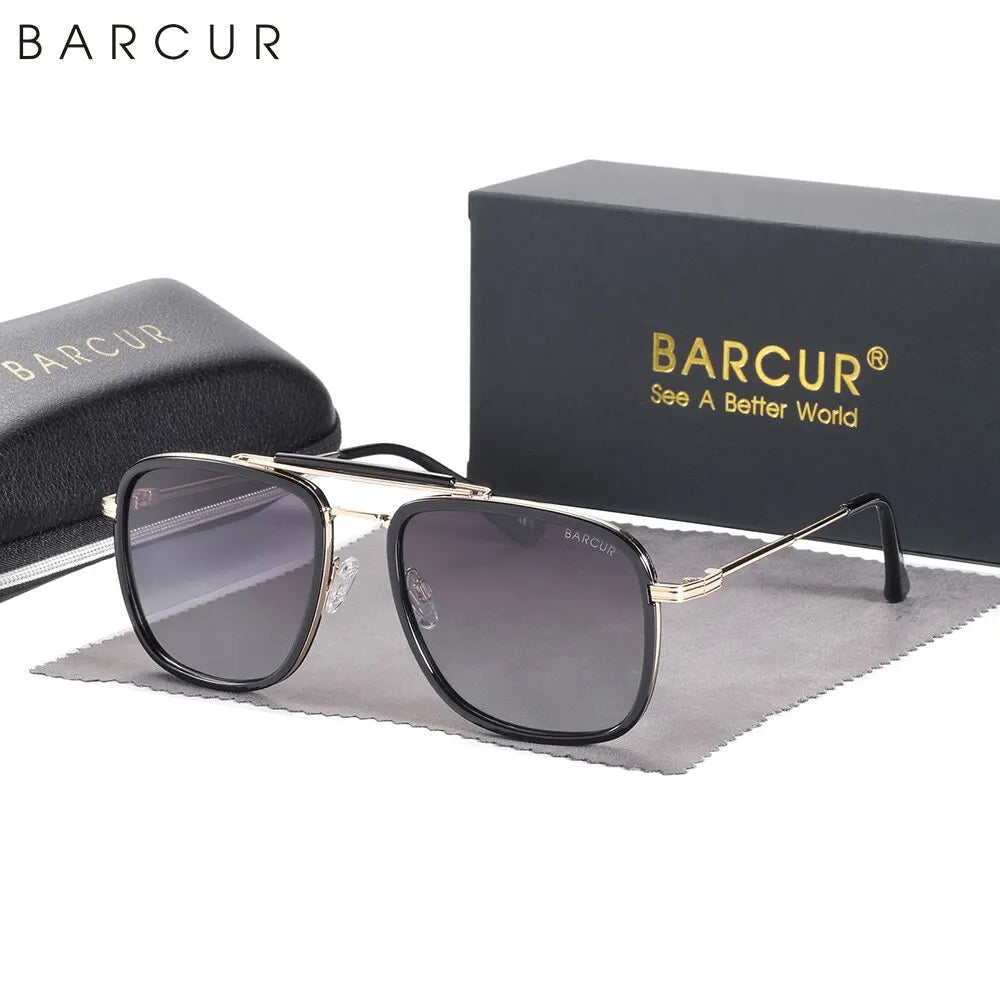 Sonnenbrille quadratisch Luxus Farbverlauf polarisiert Spiegel Herren