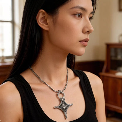 Damen-Halskette Ethno Kreuz Strand Rebel klassisch aus Sterlingsilber