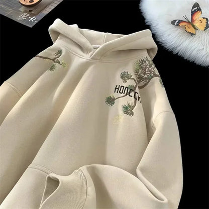 Herbst Kiefer Grafik Hoodies Für Männer Y2K Vintage Streetwear Oversize Mit Kapuze Sweatshirts 2025, Neue Harajuku Fleece Casual Hoody